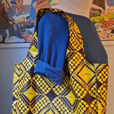 Shopper, geel met bruin