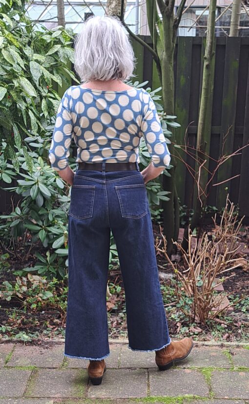 Shirt met bollen, blauw en ecru - Image 3