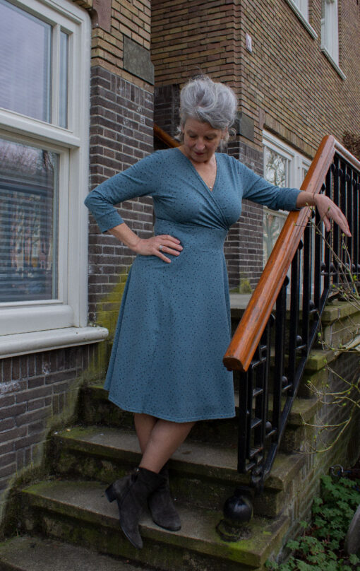 Jurk met overslag, lichtblauw - Image 3