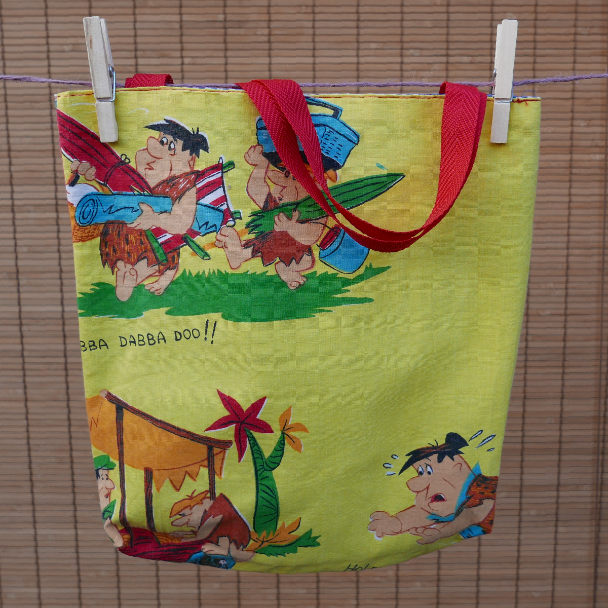 Vintage tasje Flintstones, rood en geel - Image 4