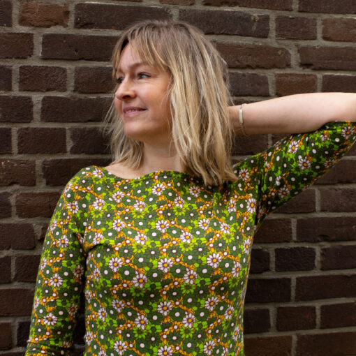 Shirt, groen bloemetje, retro - Image 3