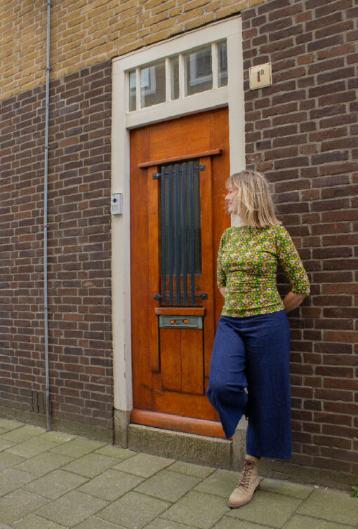 Shirt, groen bloemetje, retro