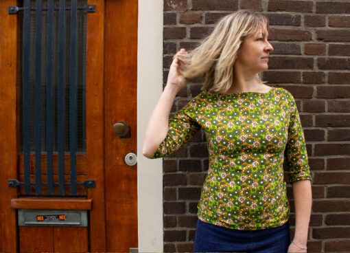 Shirt, groen bloemetje, retro - Image 2