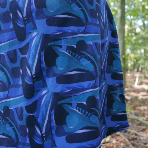 Jurk grafisch, met blauw, zeegroen en zwart - Image 3
